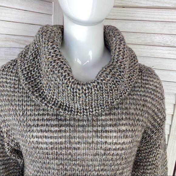 Tommy Bahama Melifont Cowl Neck Pullover Sweater Taupe Metallic XS 3/4 Sleeve - Picture 5 of 11